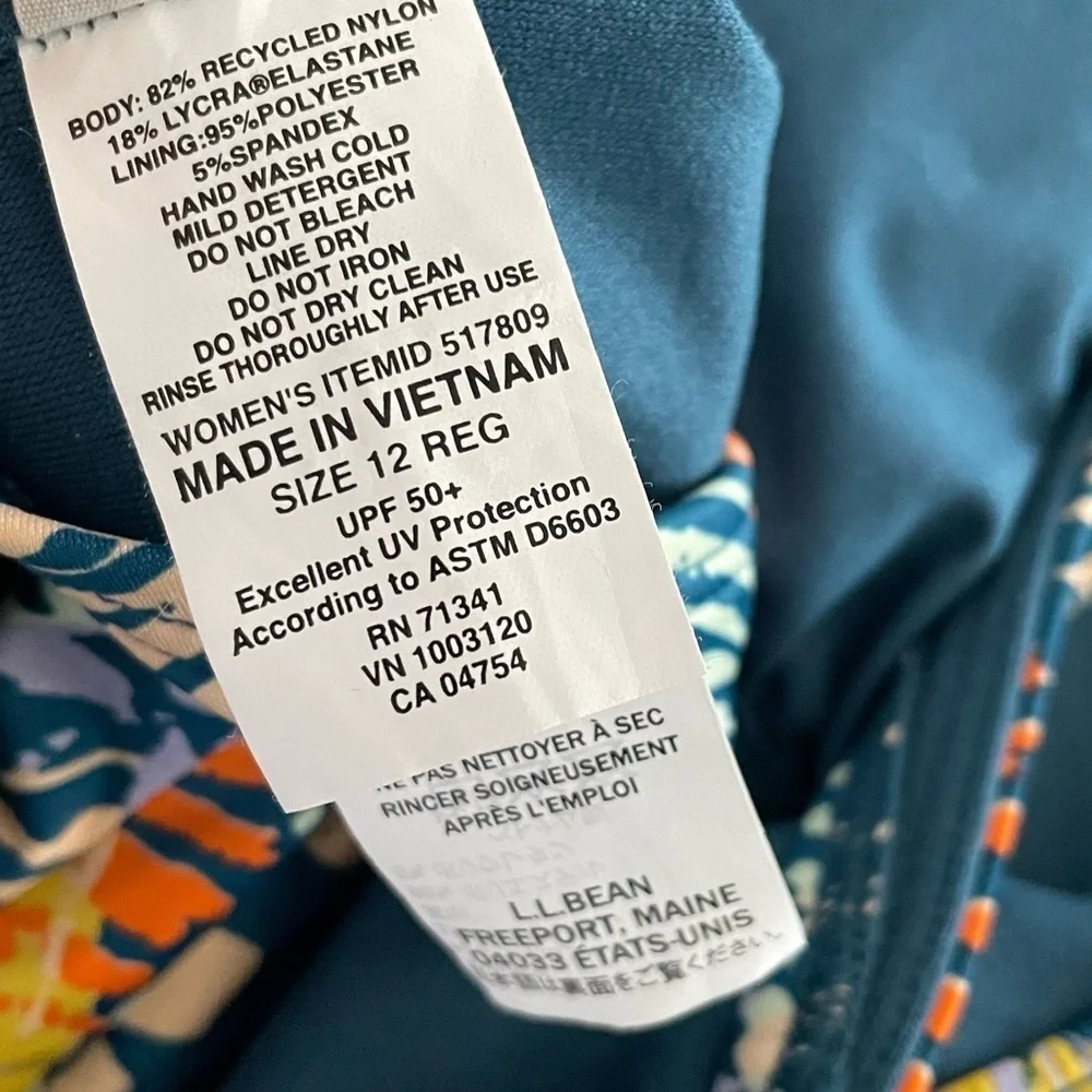 NWT Currents Swimwear, Squareneck Tanksuit Regular Deepwater Blue Multi Fern